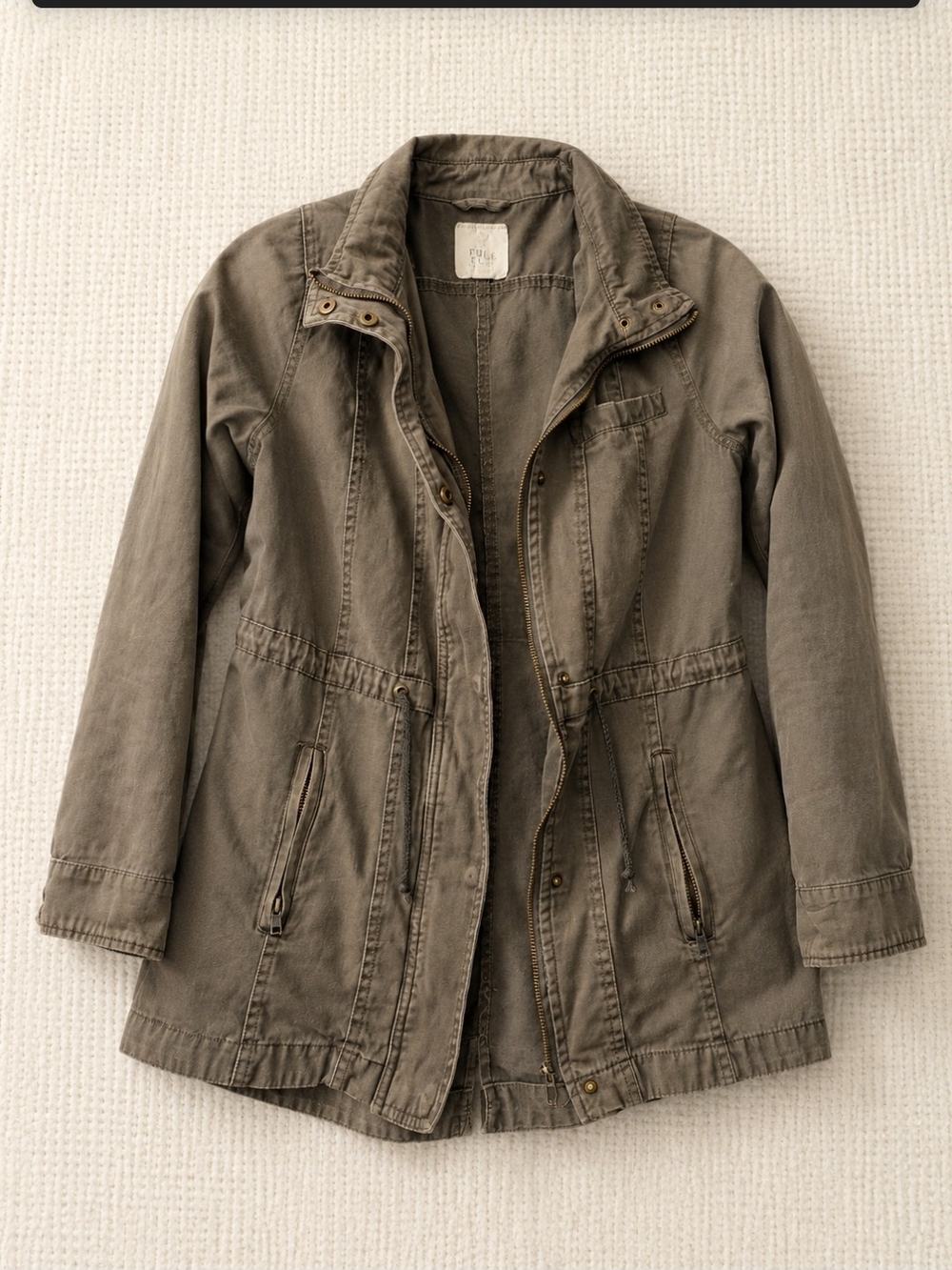 Full Tilt ~ Olive Green Utility Jacket Hooded Anorak Size Large